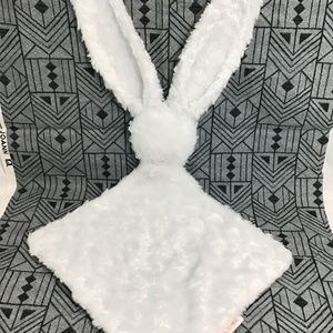 Blankets and Beyond Plain White Minky Bunny Rabbit Lovey Plush 11” Square Blanke
